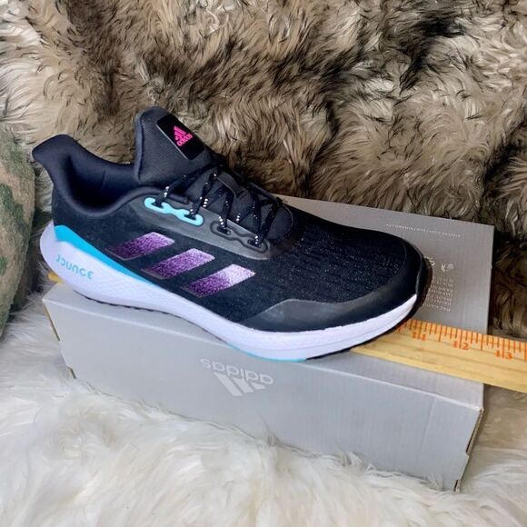 Adidas EQ21 Run J Black/Multi Girl's Sneakers Size 6.5 NWB H01872 Fast Shipping. - Picture 7 of 11